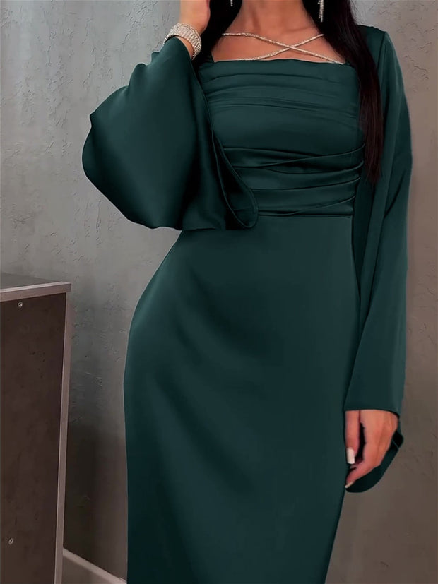 Dark Green Satin Maxi Dress