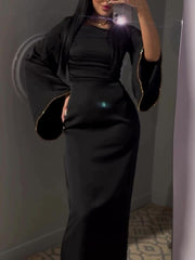 Black Elegant Satin Maxi Dress