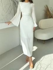 White Satin Maxi Dress