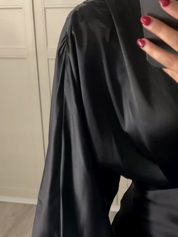 Black Satin Maxi Dress